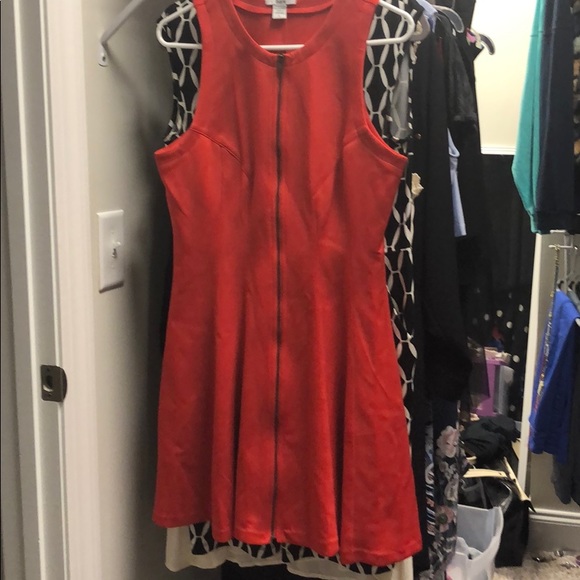 Bar III burnt orange / orange-red zip front dress - Picture 1 of 1